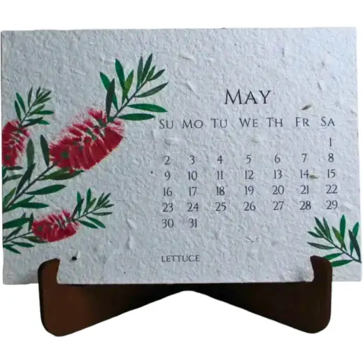 Plantable Paper Calendar With Timber Stand - 2027 May Front