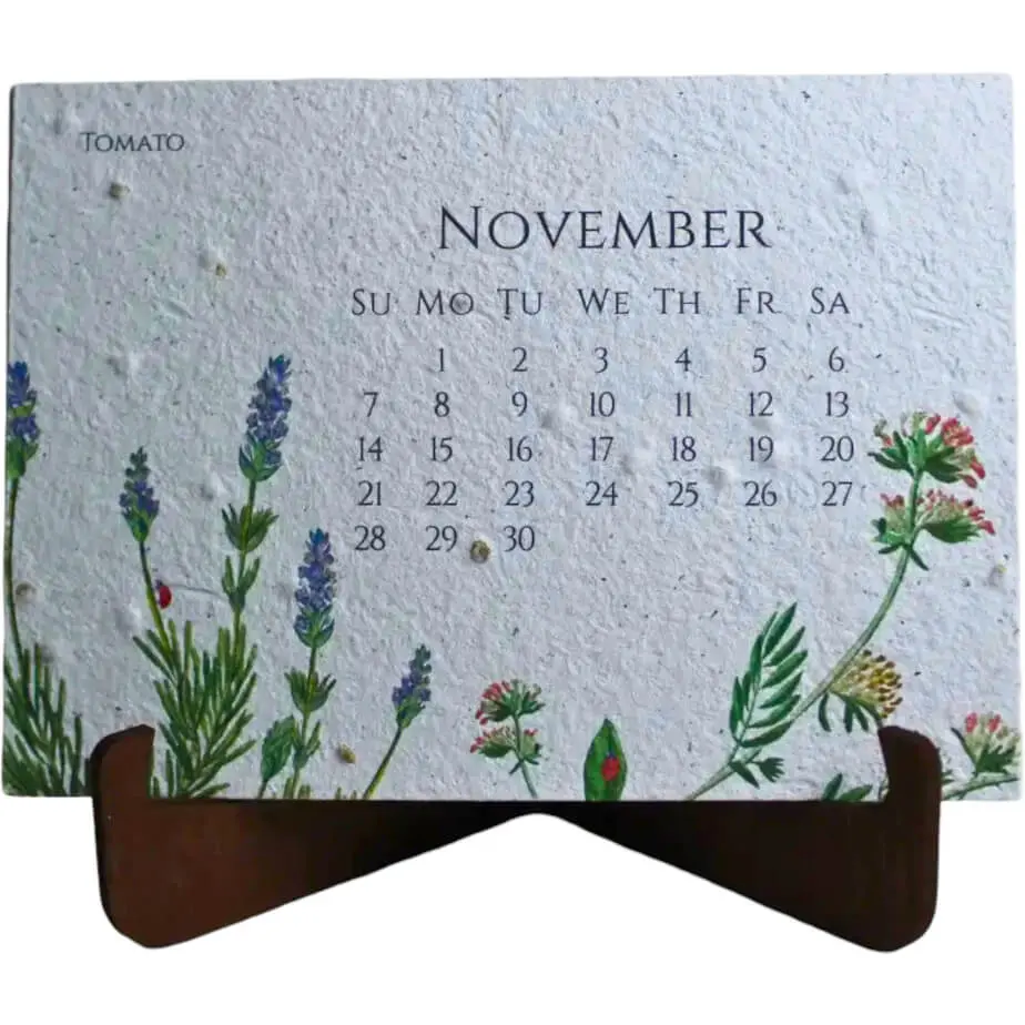 Plantable Paper Calendar With Timber Stand - 2027 November Front