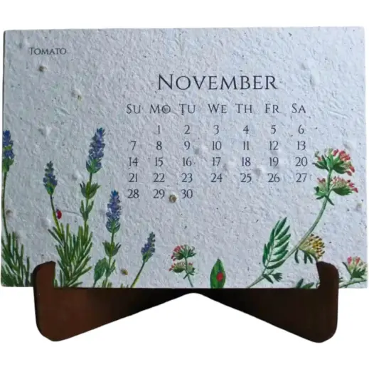 Plantable Paper Calendar With Timber Stand - 2027 November Front