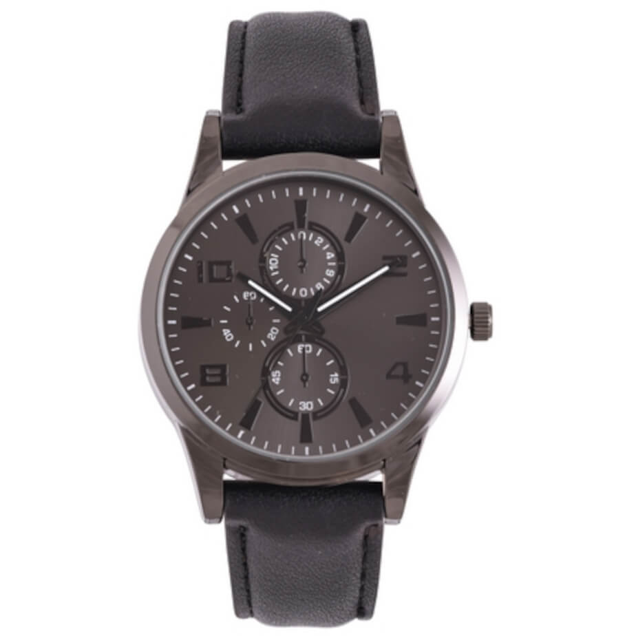 Mens Mid-Size Sporty Watch Gun-Black Front