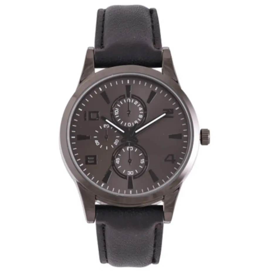 Mens Mid-Size Sporty Watch Gun-Black Front