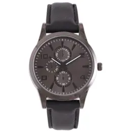Mens Mid-Size Sporty Watch Gun-Black Front