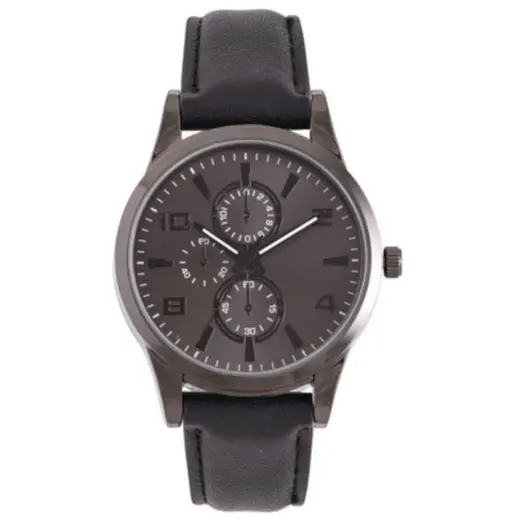 Mens Mid-Size Sporty Watch Gun-Black Front