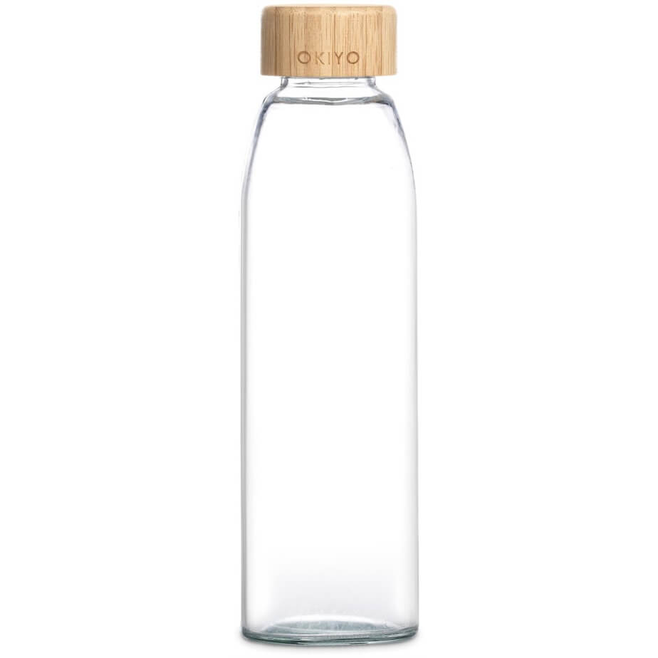 Okiyo Wabi-Sabi Glass Water Bottle Back Logo