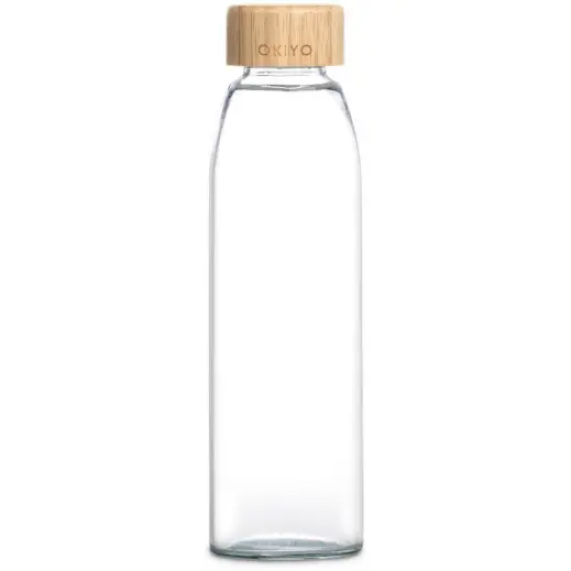 Okiyo Wabi-Sabi Glass Water Bottle Back Logo