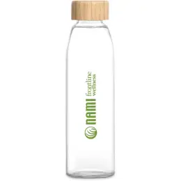 Okiyo Wabi-Sabi Glass Water Bottle Front Branded Image