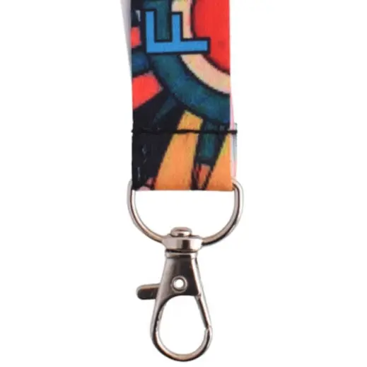 Glossy Polyester Dye Sub Lanyard With Lobster Ring - Single Side Print Close Up