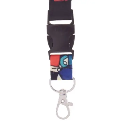 Glossy Polyester Dye Sub Lanyard With Buckle & Lobster Ring - Single Side Print Close Up