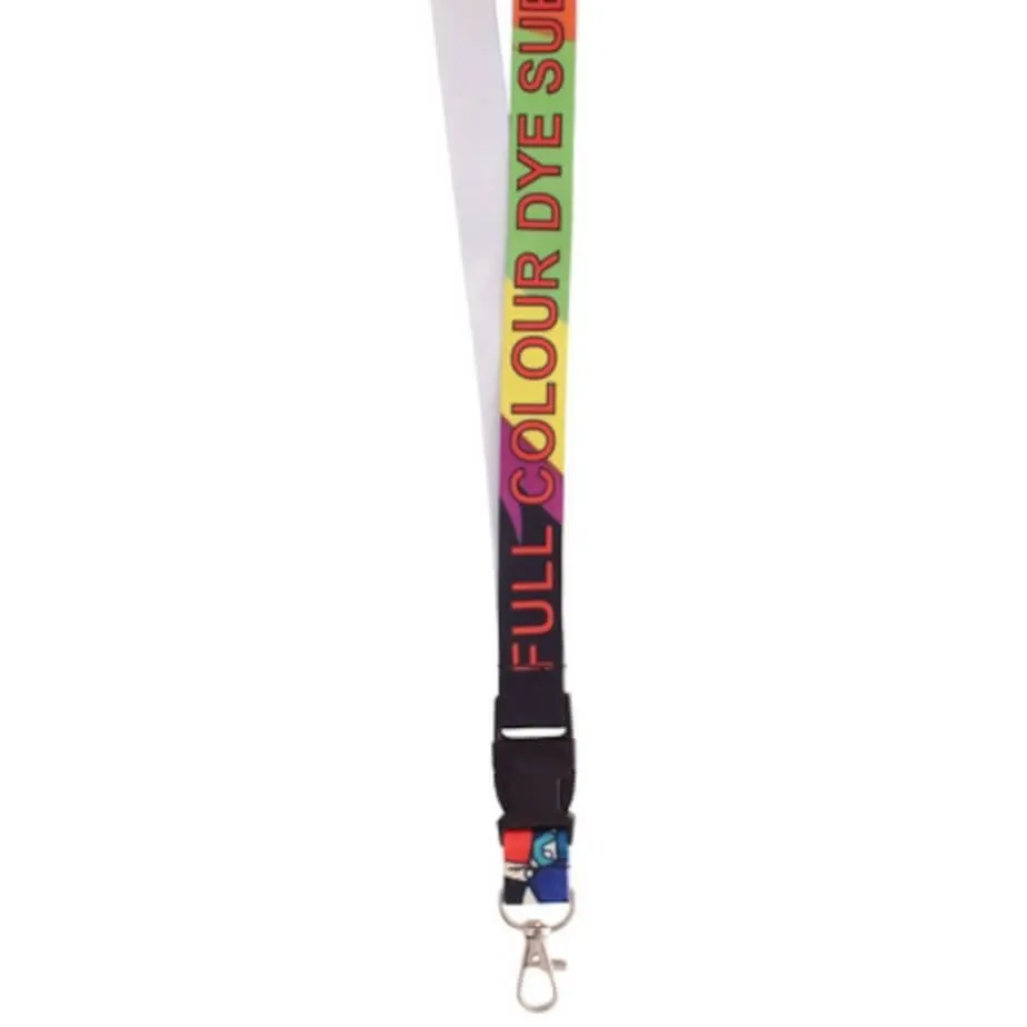 Glossy Polyester Dye Sub Lanyard With Buckle & Lobster Ring - Single Side Print Display