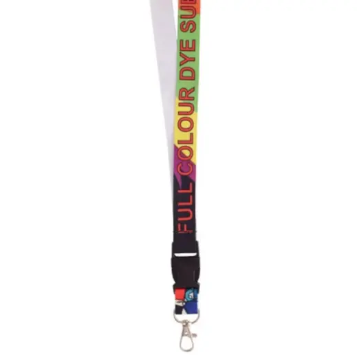 Glossy Polyester Dye Sub Lanyard With Buckle & Lobster Ring - Single Side Print Display