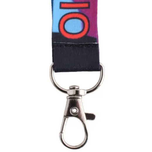 Glossy Polyester Dye Sub Lanyard With Lobster Ring - Double Side Print Close Up