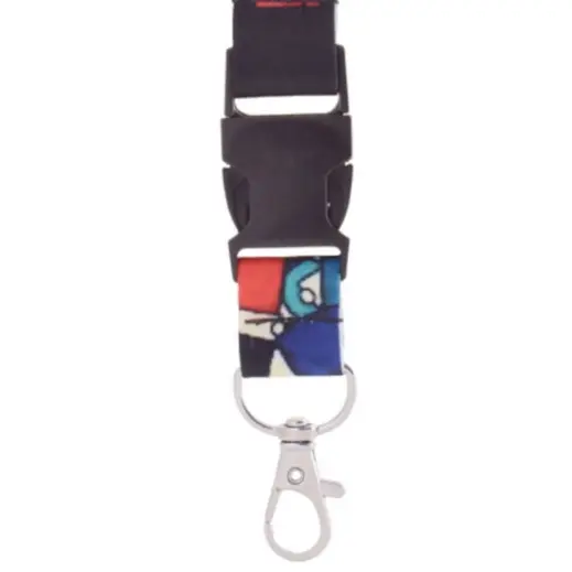 Glossy Polyester Dye Sub Lanyard With Buckle & Lobster Ring - Double Side Print Close Up