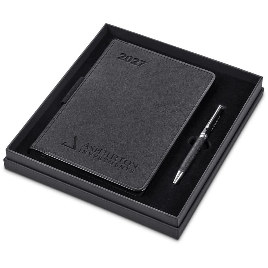 Alex Varga Solidarity A5 2027 Diary & Pen Set Gift Box Open Branded