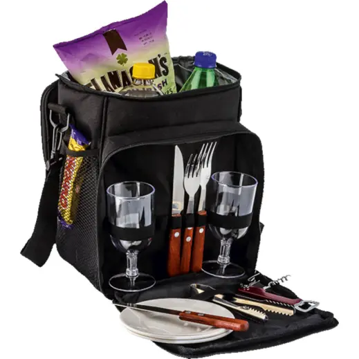 2 Person Picnic Set and Cooler Black Contents