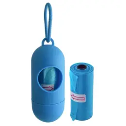 Biodegradable Dog Poop Bags & Holder Light Blue Display