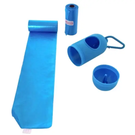 Biodegradable Dog Poop Bags & Holder Light Blue Pieces