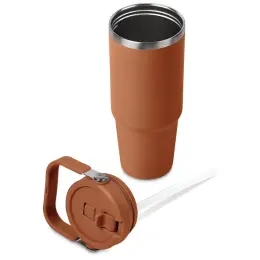 Kooshty Waikiki Stainless Steel Vacuum Tumbler Burnt Orange Open