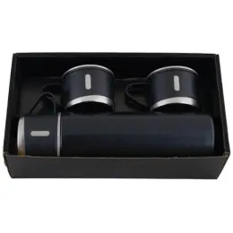 Vacuum Flask & Mini Mug Set Black Gift Box