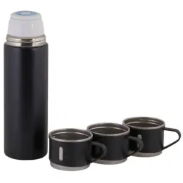 Vacuum Flask & Mini Mug Set Black Set