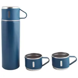 Vacuum Flask & Mini Mug Set Blue Display Image
