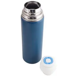 Vacuum Flask & Mini Mug Set Blue Flask Open