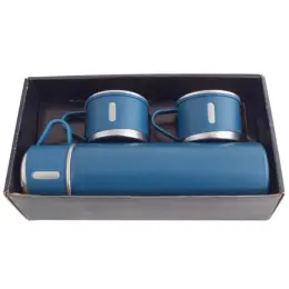 Vacuum Flask & Mini Mug Set Blue Gift Box