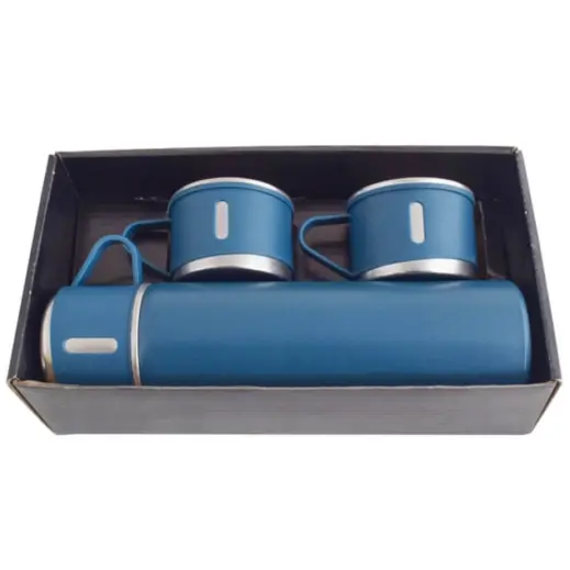 Vacuum Flask & Mini Mug Set Blue Gift Box