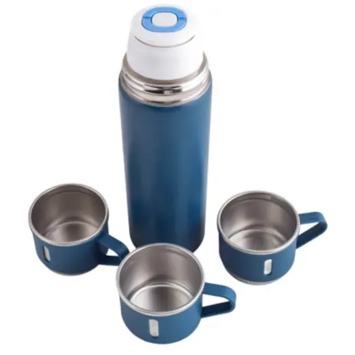 Vacuum Flask & Mini Mug Set Blue Top