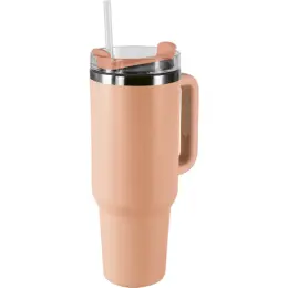 1.2L Double Walled Travel Mug with Straw Coral Front