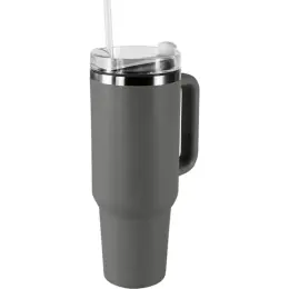 1.2L Double Walled Travel Mug with Straw Grey Front