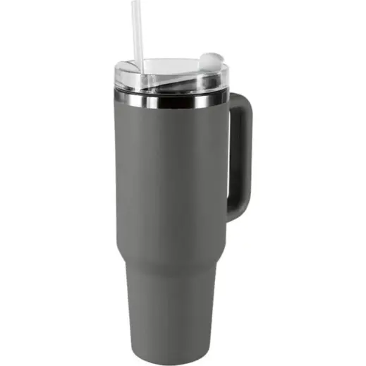 1.2L Double Walled Travel Mug with Straw Grey Front