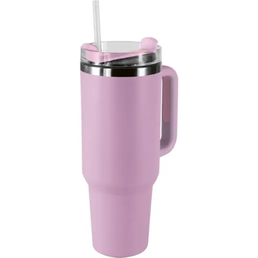 1.2L Double Walled Travel Mug with Straw Lilac Front