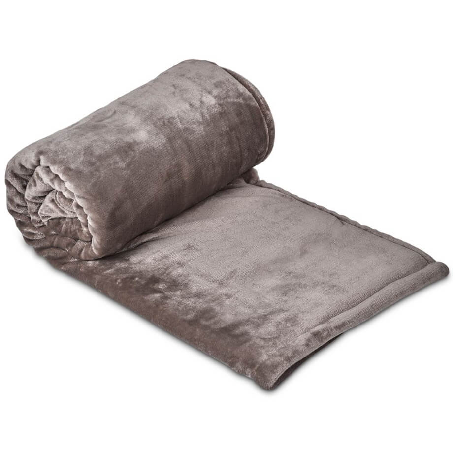 Serendipio Glacial Sherpa Fleece Blanket Taupe Rolled