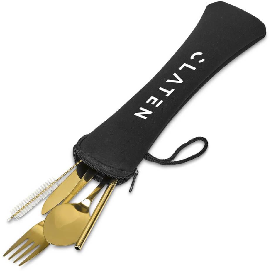 Serendipio Golden Cutlery Set Pouch Branded