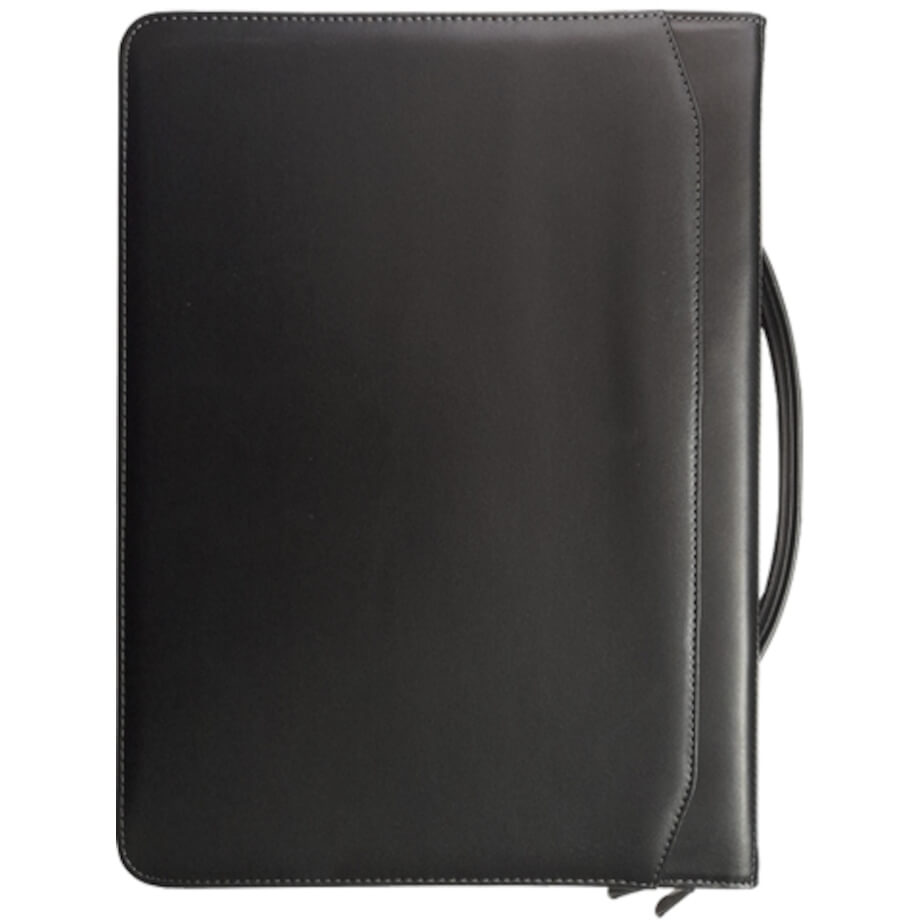 A4 Leather Varsity Zip Folder Back