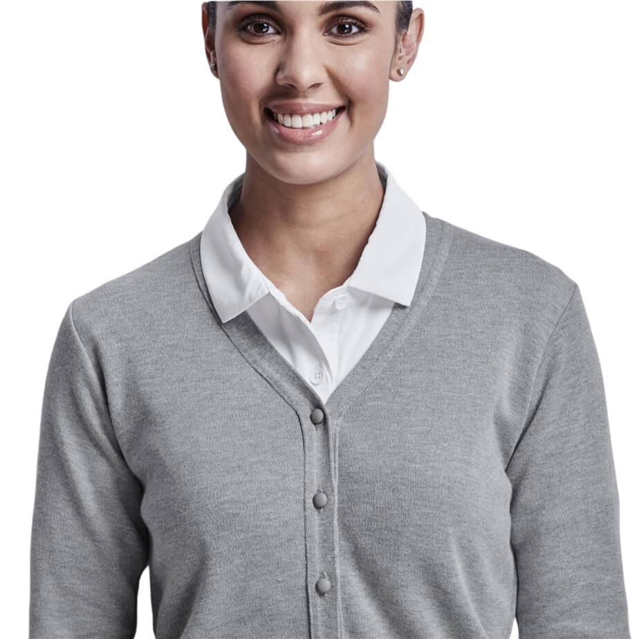 Ladies Quantum Low Pill Cardigan Close Up Collar