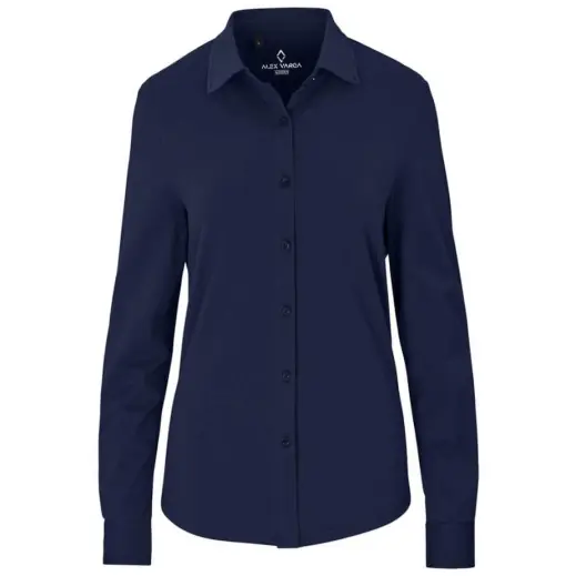 Ladies Long Sleeve Alex Varga Cronus Knitted Shirt Navy Front