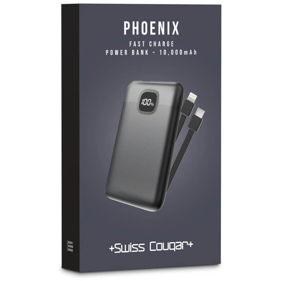 Swiss Cougar Phoenix Fast Charge 22.5W Power Bank - 10000mAh Gift Box