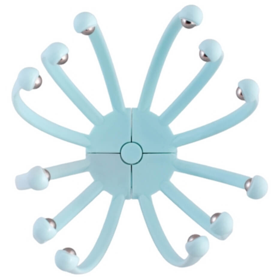 12-Arm Rolling Ball Head Massager Light Blue Bottom