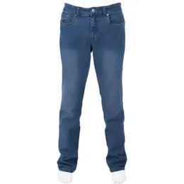 Mens 3D Crease Stretch Jeans Mid Blue Front
