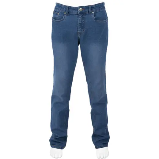 Mens 3D Crease Stretch Jeans Mid Blue Front