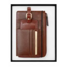 Vitello Genuine Leather Passport Holder and Luggage Tag Gift Set image
