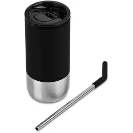 Kooshty Cheerio Double Wall Tumbler & Straw Black Display
