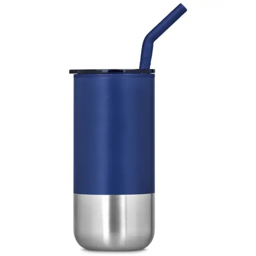Kooshty Cheerio Double Wall Tumbler & Straw Navy Front