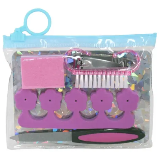 6-Piece Manicure Set Pink-Light Blue Front