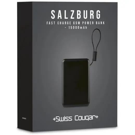 Swiss Cougar Salzburg Fast Charge 65W Power Delivery & Quick Charge Power Bank - 15000mAh Gift Box