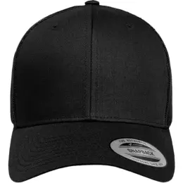 Retro Trucker Cap Adjustable Fit Black Front