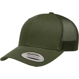 Retro Trucker Cap Adjustable Fit Olive Angle