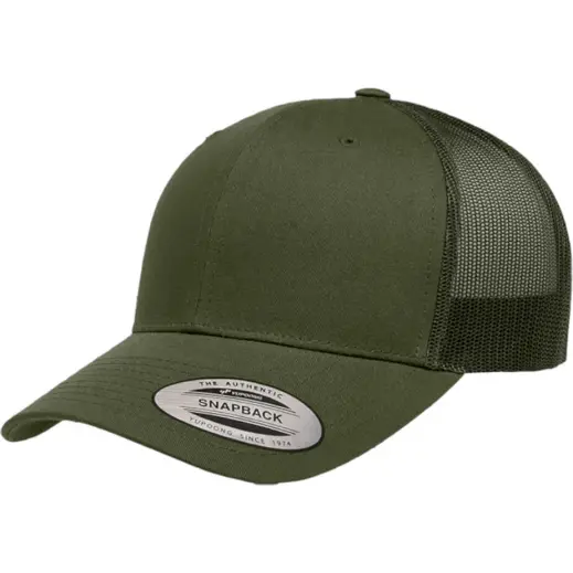 Retro Trucker Cap Adjustable Fit Olive Angle
