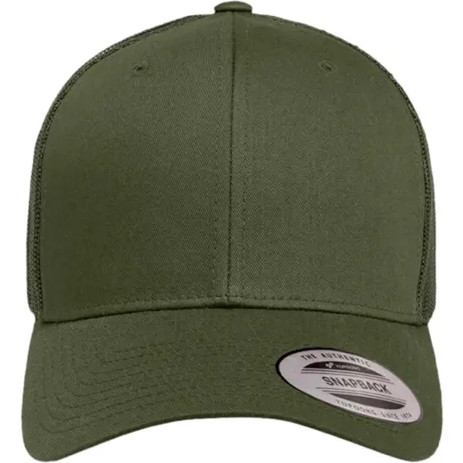 Retro Trucker Cap Adjustable Fit Olive Front